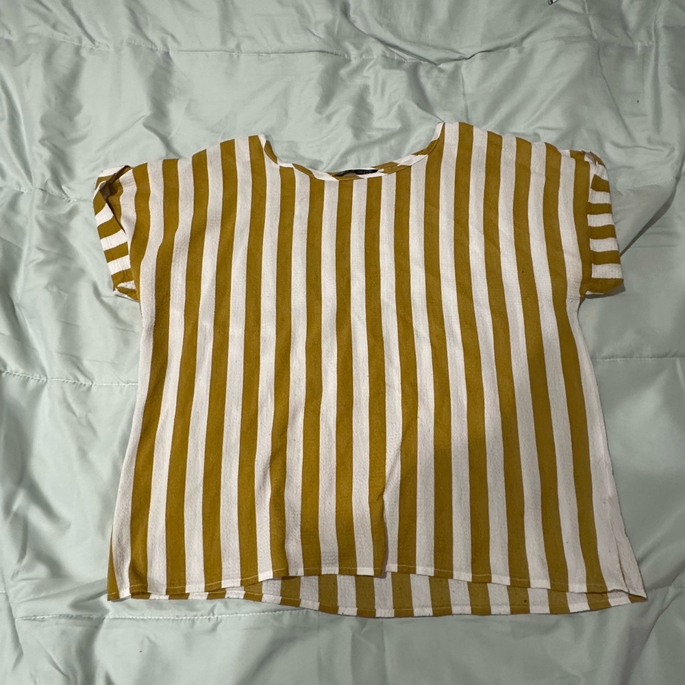 SHEIN Mustard Yellow and white striped shirt